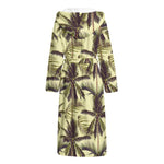 Vintage Palm Tree Pattern Print Hooded Bathrobe