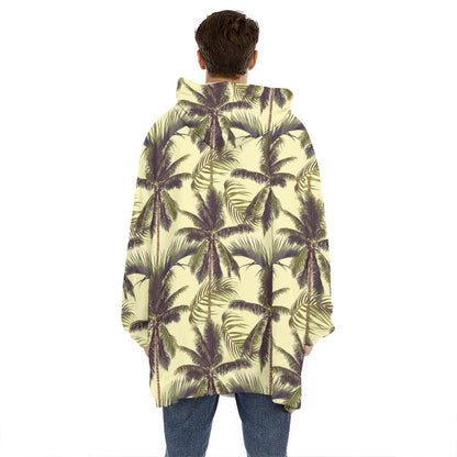 Vintage Palm Tree Pattern Print Hoodie Blanket