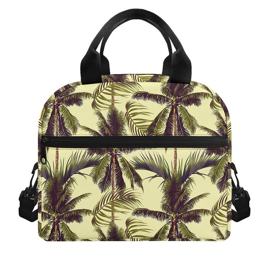 Vintage Palm Tree Pattern Print Insulated Lunch Bag