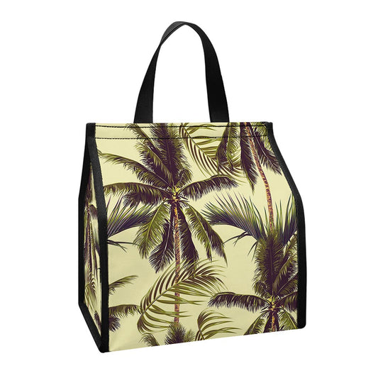 Vintage Palm Tree Pattern Print Insulated Lunch Tote