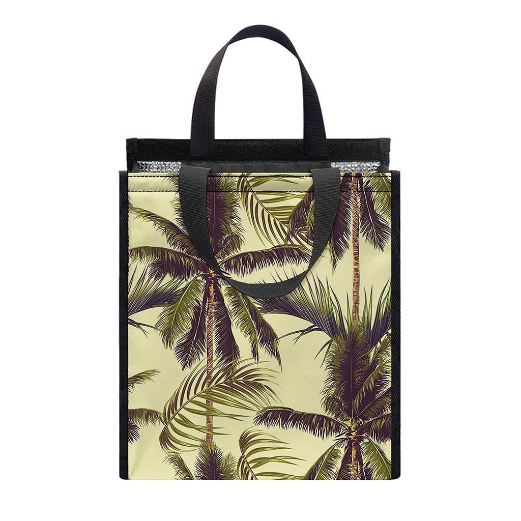 Vintage Palm Tree Pattern Print Insulated Lunch Tote