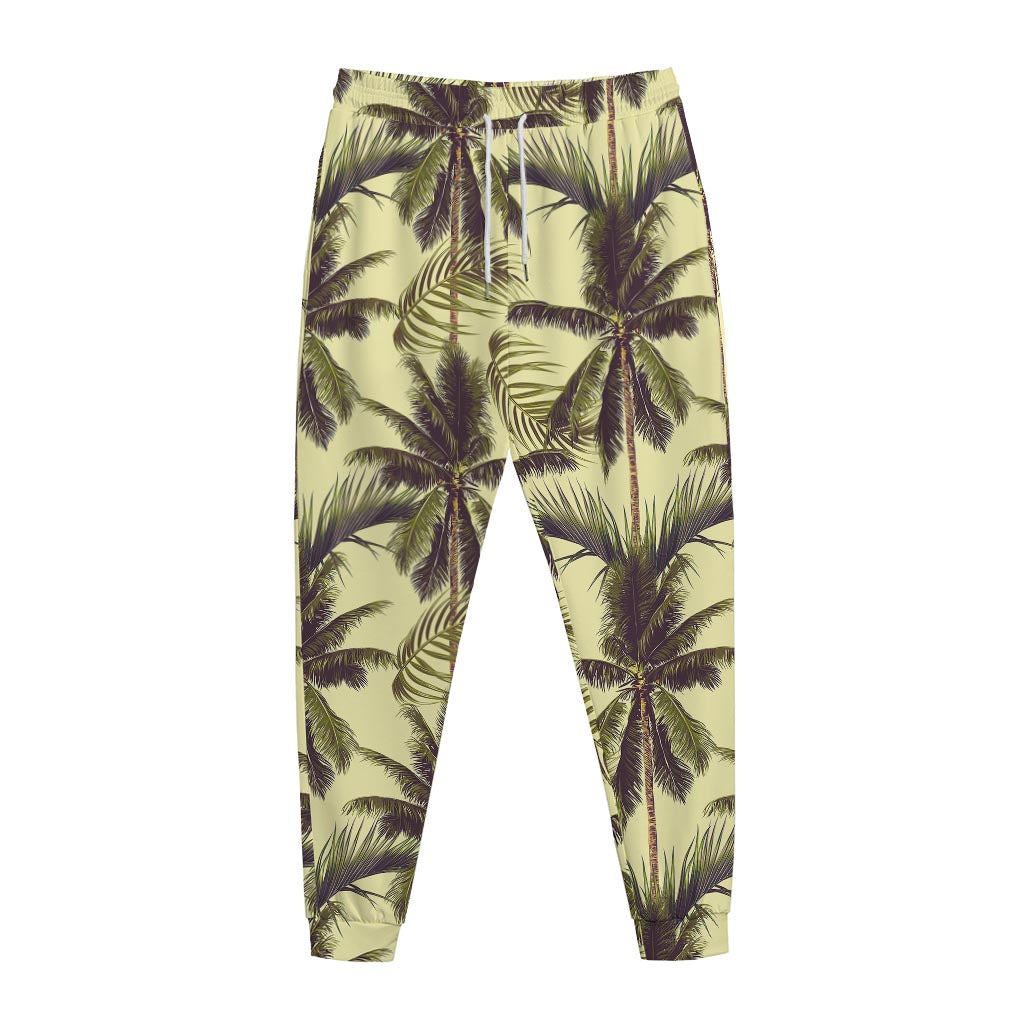 Vintage Palm Tree Pattern Print Jogger Pants