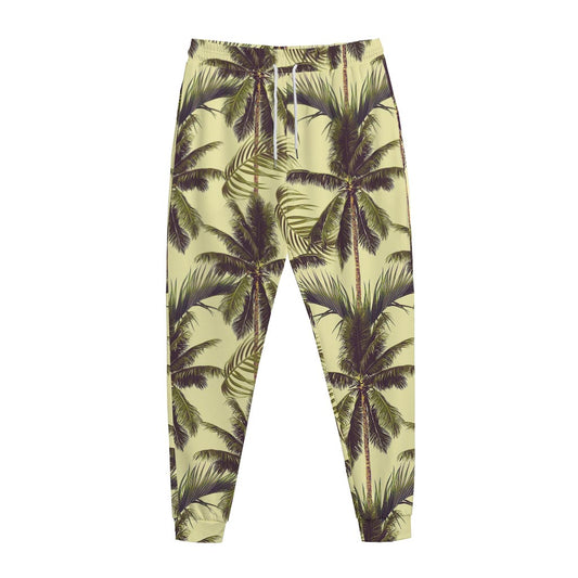 Vintage Palm Tree Pattern Print Jogger Pants