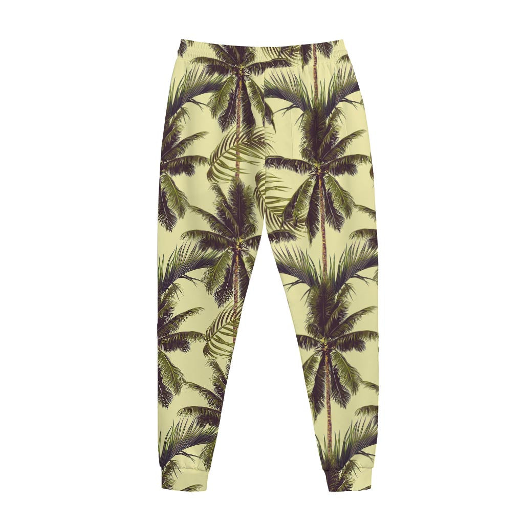 Vintage Palm Tree Pattern Print Jogger Pants