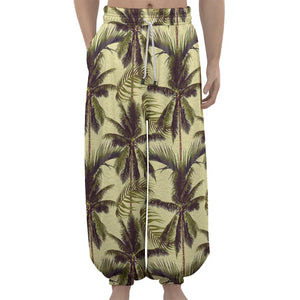 Vintage Palm Tree Pattern Print Lantern Pants