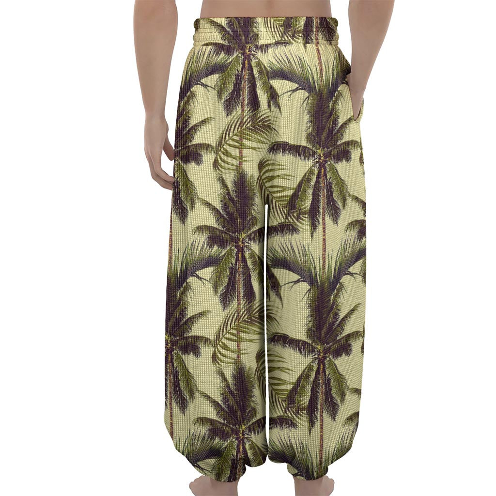 Vintage Palm Tree Pattern Print Lantern Pants