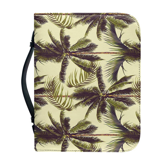 Vintage Palm Tree Pattern Print Leather Bible Cover