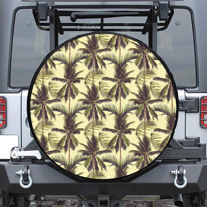 Vintage Palm Tree Pattern Print Leather Spare Tire Cover