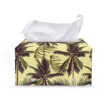 Vintage Palm Tree Pattern Print Leather Tissue Box Cover