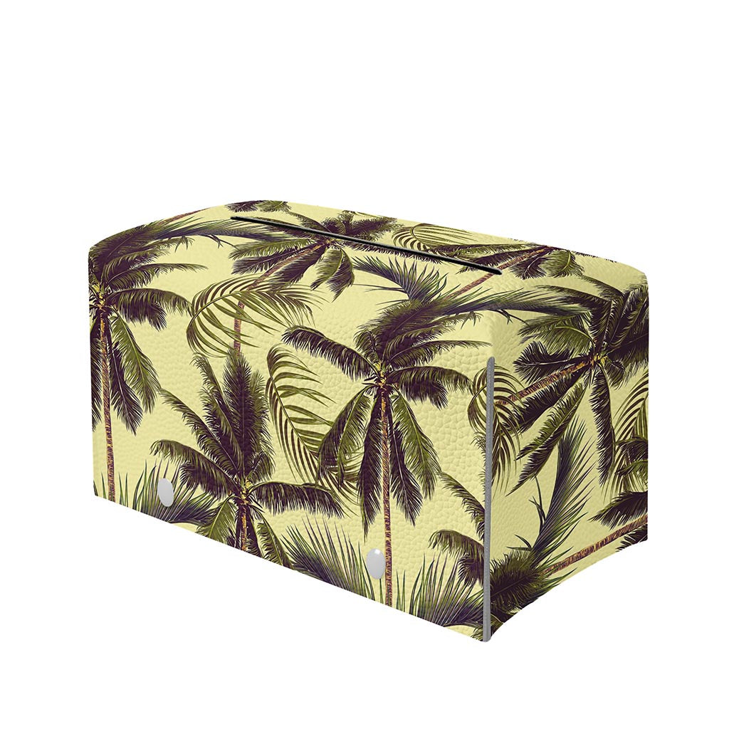 Vintage Palm Tree Pattern Print Leather Tissue Box Cover