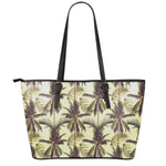 Vintage Palm Tree Pattern Print Leather Tote Bag