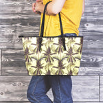 Vintage Palm Tree Pattern Print Leather Tote Bag