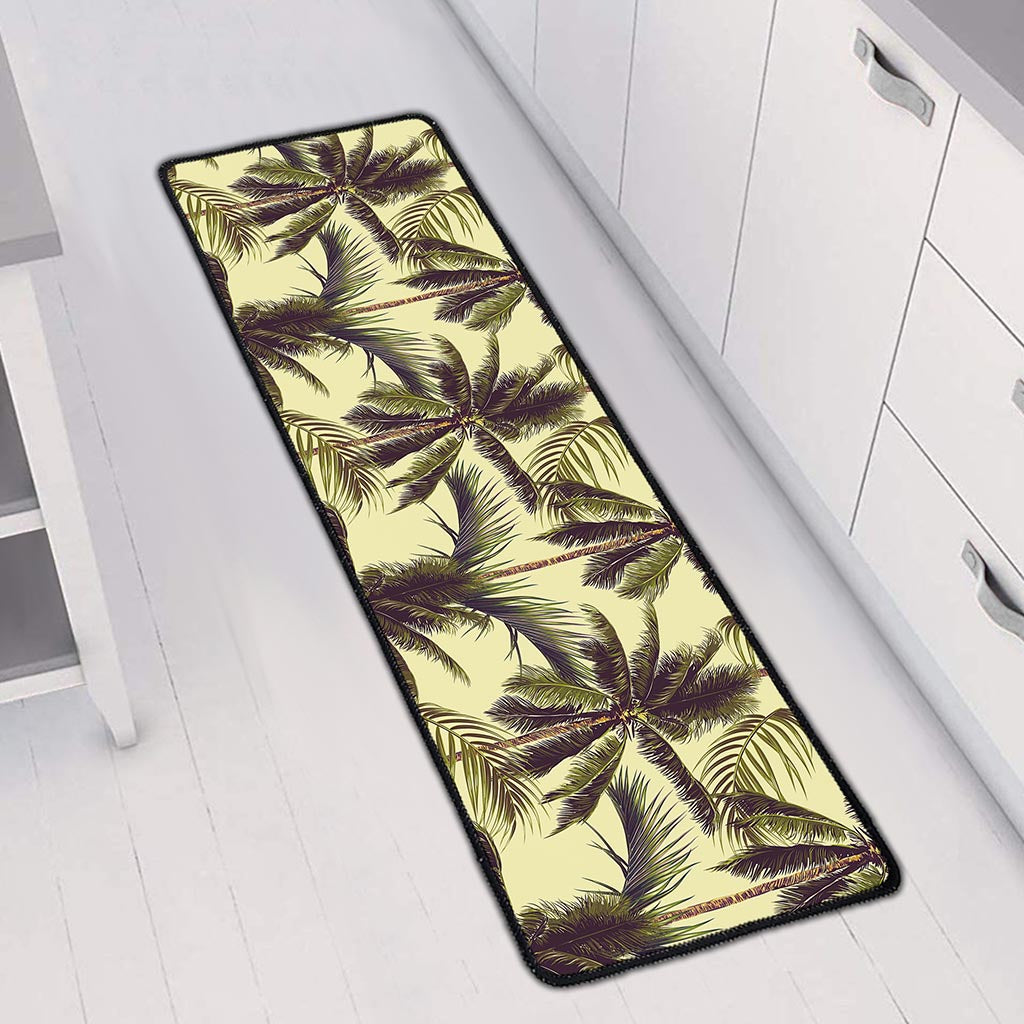 Vintage Palm Tree Pattern Print Long Kitchen Mat