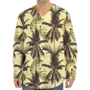 Vintage Palm Tree Pattern Print Long Sleeve Baseball Jersey