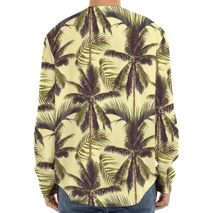 Vintage Palm Tree Pattern Print Long Sleeve Baseball Jersey