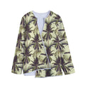 Vintage Palm Tree Pattern Print Long Sleeve Short Coat