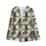 Vintage Palm Tree Pattern Print Long Sleeve Short Coat