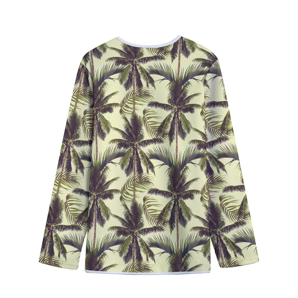 Vintage Palm Tree Pattern Print Long Sleeve Short Coat
