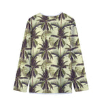 Vintage Palm Tree Pattern Print Long Sleeve Short Coat