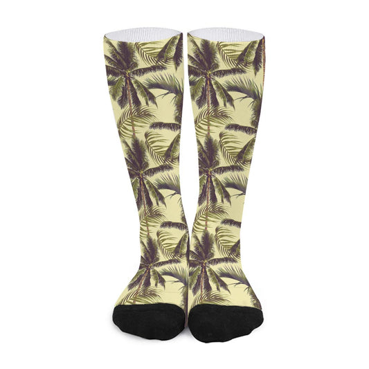 Vintage Palm Tree Pattern Print Long Socks