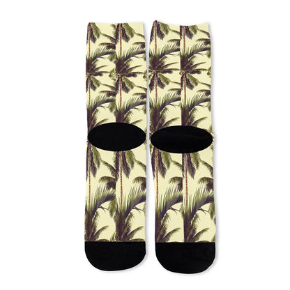 Vintage Palm Tree Pattern Print Long Socks