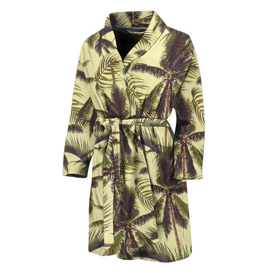 Vintage Palm Tree Pattern Print Men's Bathrobe
