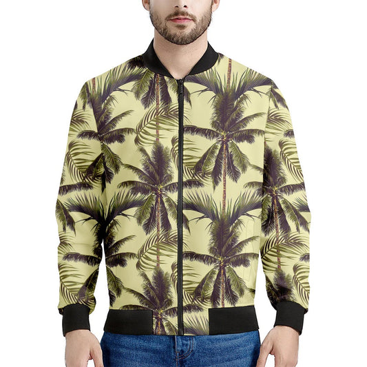 Vintage Palm Tree Pattern Print Men's Bomber Jacket