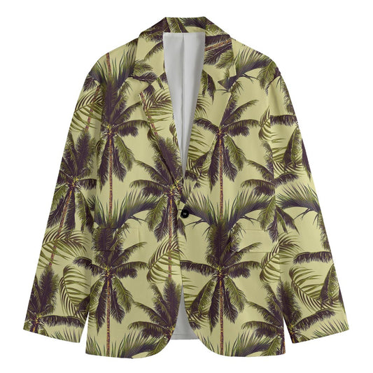 Vintage Palm Tree Pattern Print Men's Cotton Blazer