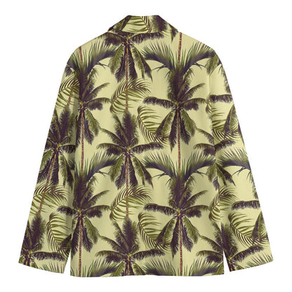 Vintage Palm Tree Pattern Print Men's Cotton Blazer