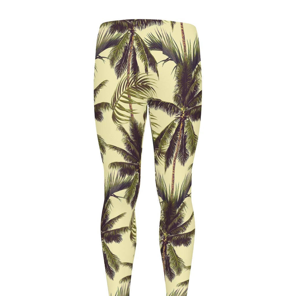 Vintage Palm Tree Pattern Print Men's leggings