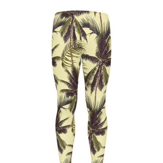 Vintage Palm Tree Pattern Print Men's leggings
