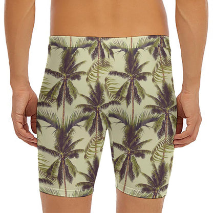 Vintage Palm Tree Pattern Print Men's Long Boxer Briefs