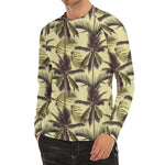 Vintage Palm Tree Pattern Print Men's Long Sleeve Rash Guard