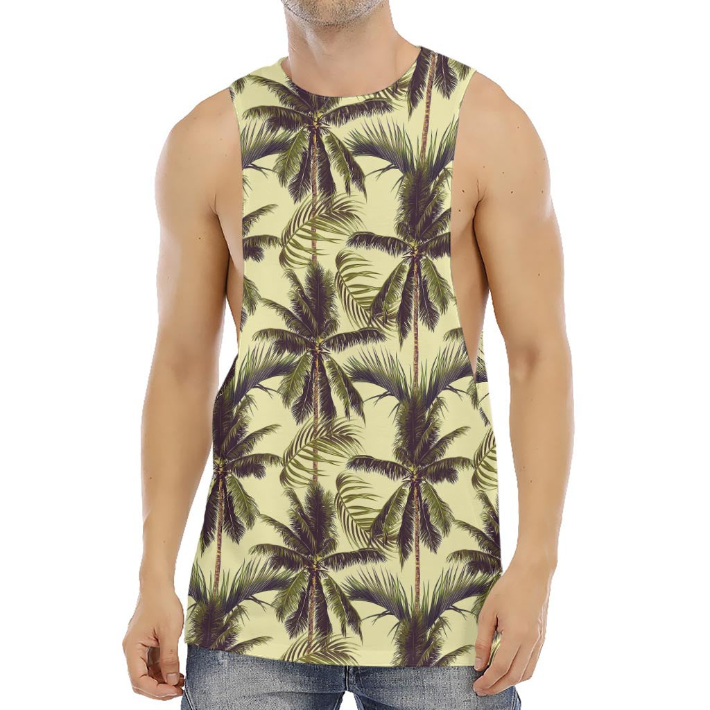 Vintage Palm Tree Pattern Print Men's Muscle Tank Top
