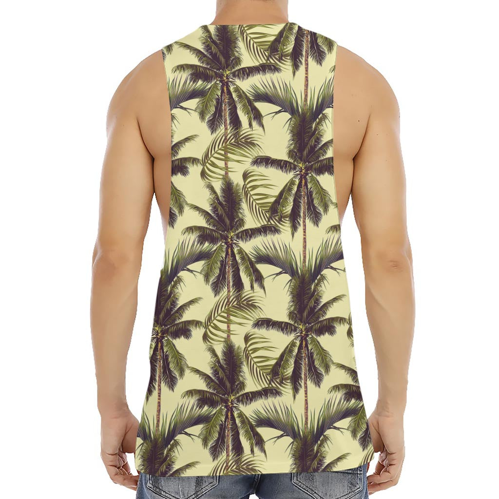 Vintage Palm Tree Pattern Print Men's Muscle Tank Top