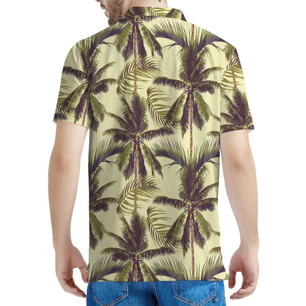 Vintage Palm Tree Pattern Print Men's Polo Shirt