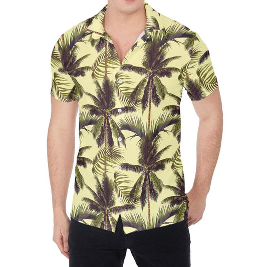 Vintage Palm Tree Pattern Print Men's Shirt