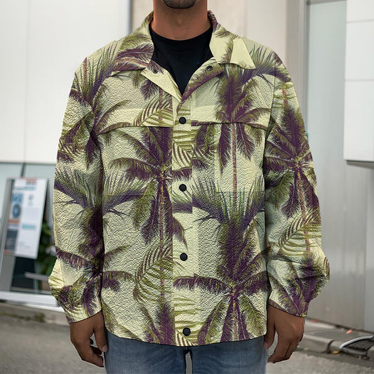 Vintage Palm Tree Pattern Print Men's Shirt Jacket