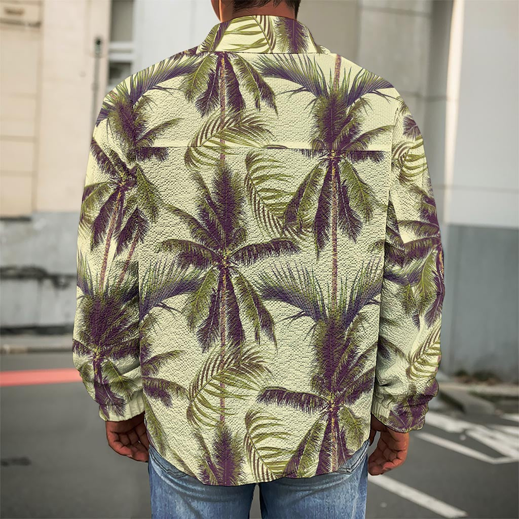Vintage Palm Tree Pattern Print Men's Shirt Jacket