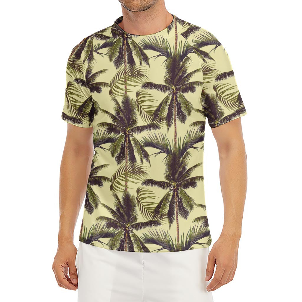 Vintage Palm Tree Pattern Print Men's Short Sleeve Rash Guard