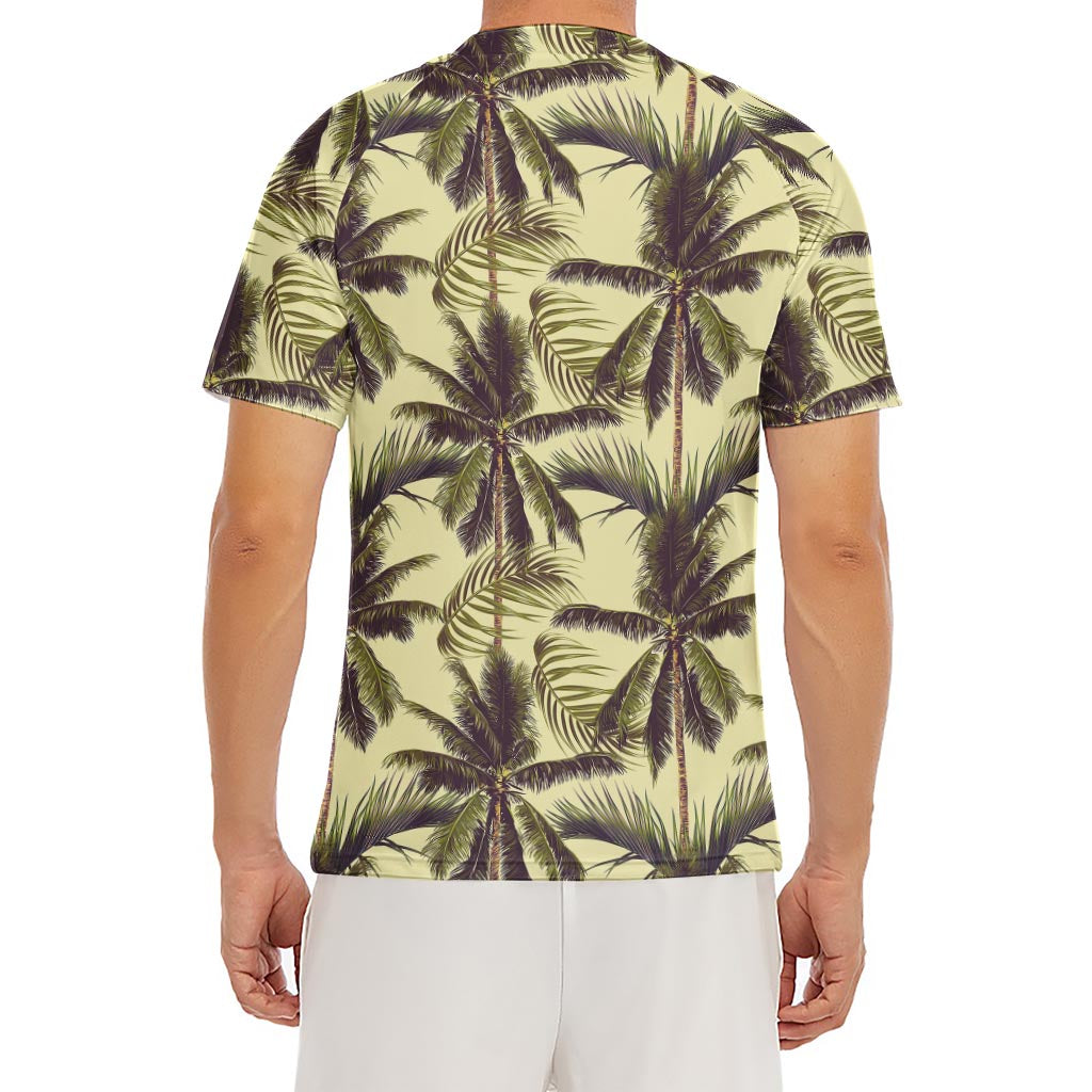 Vintage Palm Tree Pattern Print Men's Short Sleeve Rash Guard