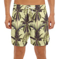 Vintage Palm Tree Pattern Print Men's Split Running Shorts