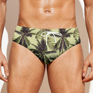 Vintage Palm Tree Pattern Print Men's Swim Briefs