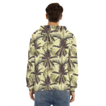 Vintage Palm Tree Pattern Print Men's Velvet Pullover Hoodie