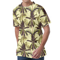 Vintage Palm Tree Pattern Print Men's Velvet T-Shirt