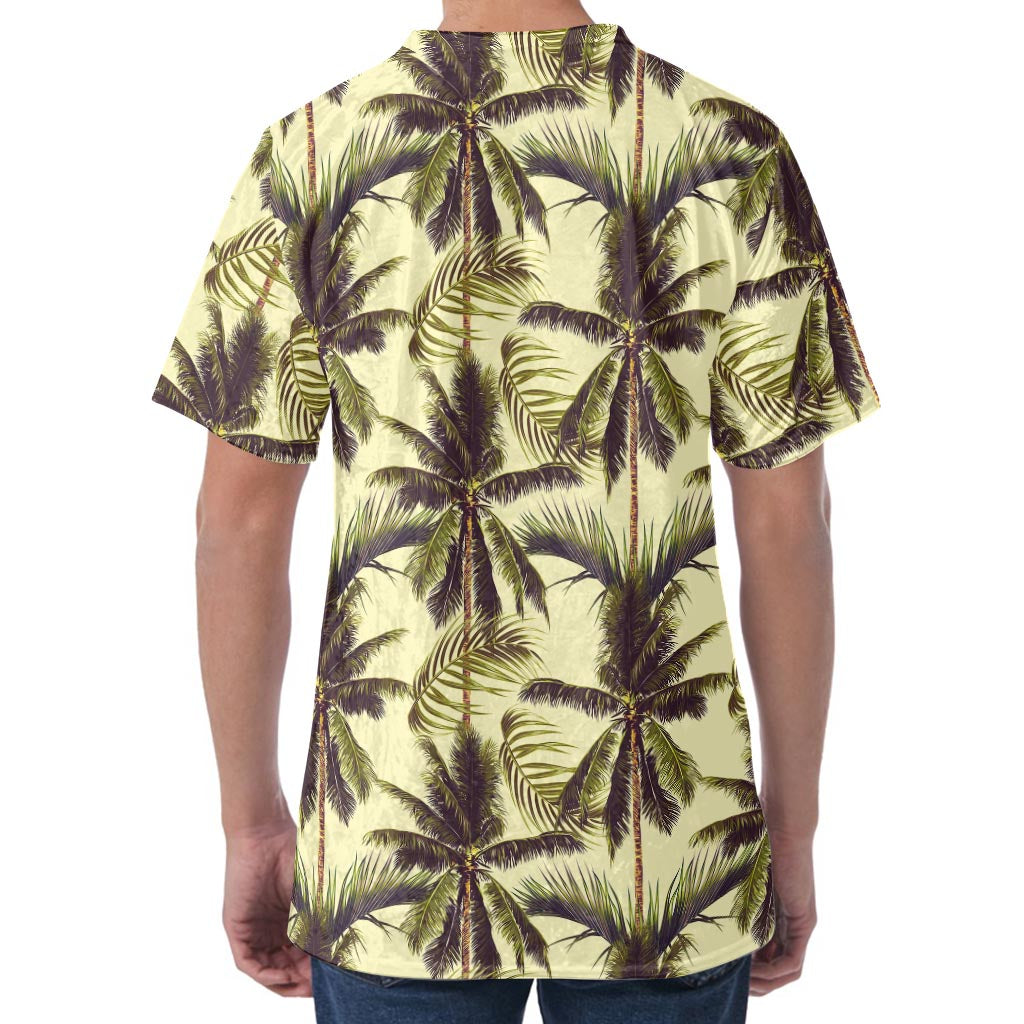 Vintage Palm Tree Pattern Print Men's Velvet T-Shirt