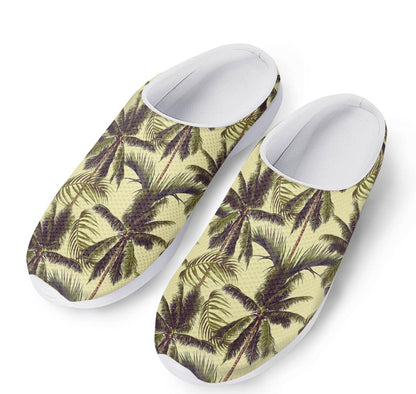 Vintage Palm Tree Pattern Print Mesh Casual Shoes