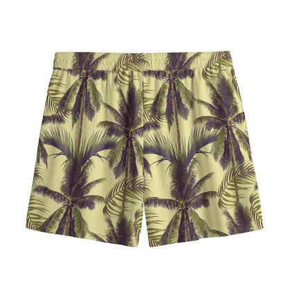 Vintage Palm Tree Pattern Print Mesh Shorts