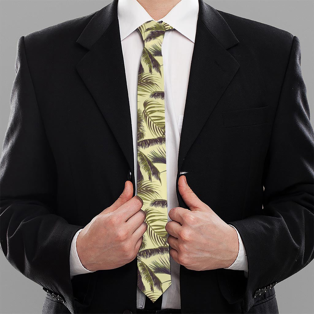 Vintage Palm Tree Pattern Print Necktie