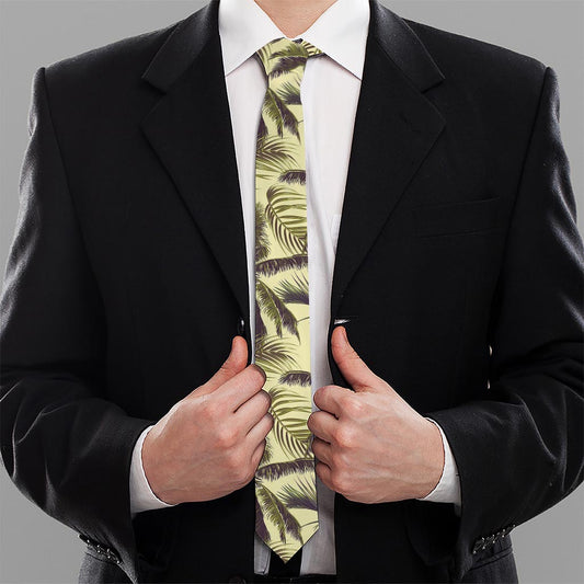 Vintage Palm Tree Pattern Print Necktie